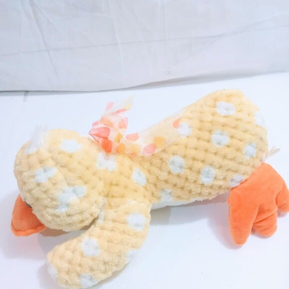 Yellow Duck Plush Stuffed Animal Toy Orange Laying Down Bow 15 in. Plush - Picture 2 of 9